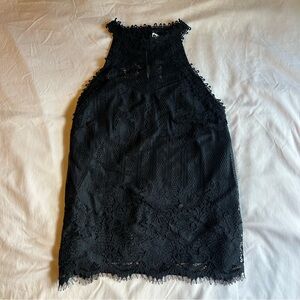 Black Lace High Neck Sleeveless Top - Size Medium (NWOT)
